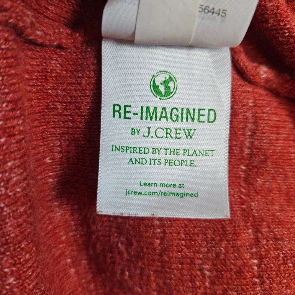 J Crew‎ Men's Heathered Orange Crewneck Sweater Size L 100% Cotton Warm Winter - Picture 4 of 9